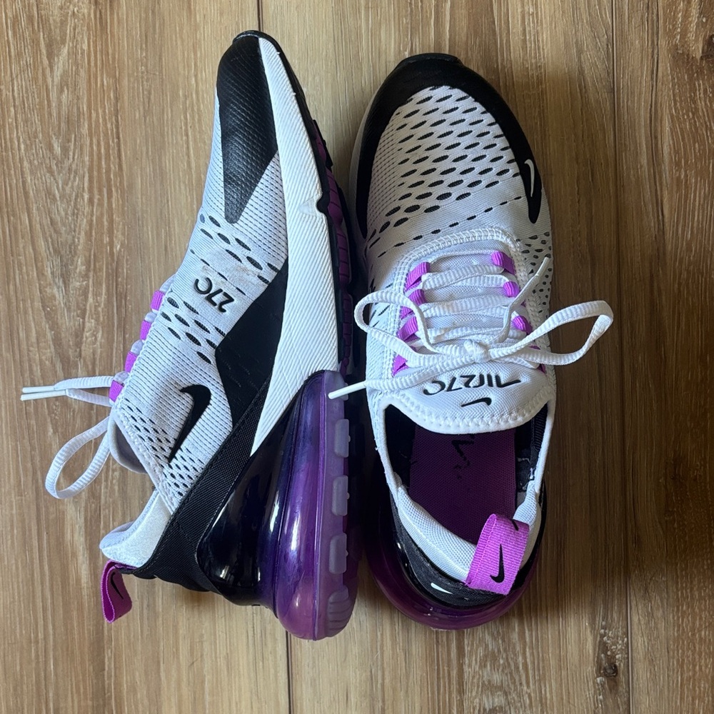 Nike 270 Airmax Women's Sneakers - White, Black, and Purple